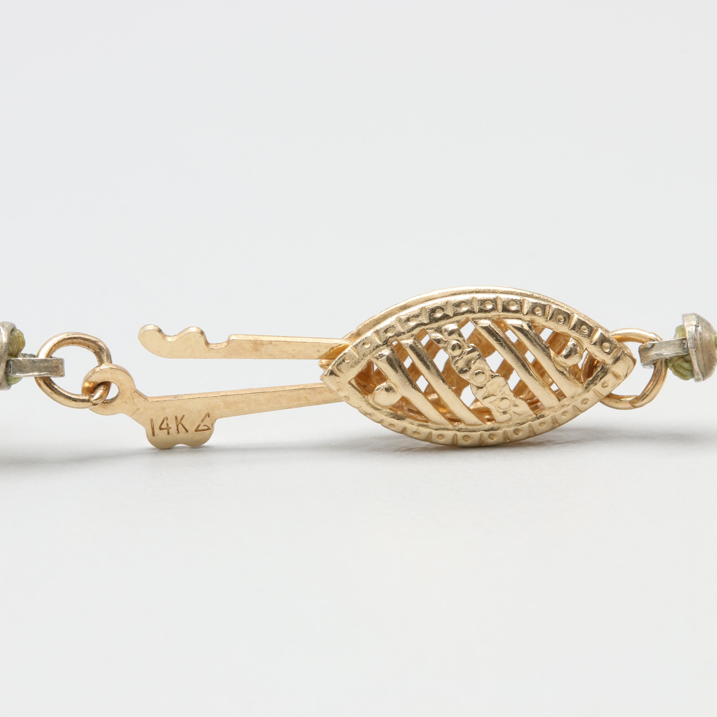 14K Yellow Gold Cultured Pearl Strand Necklace