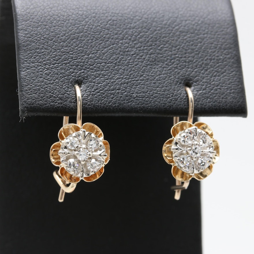 10K Yellow Gold Diamond Earrings