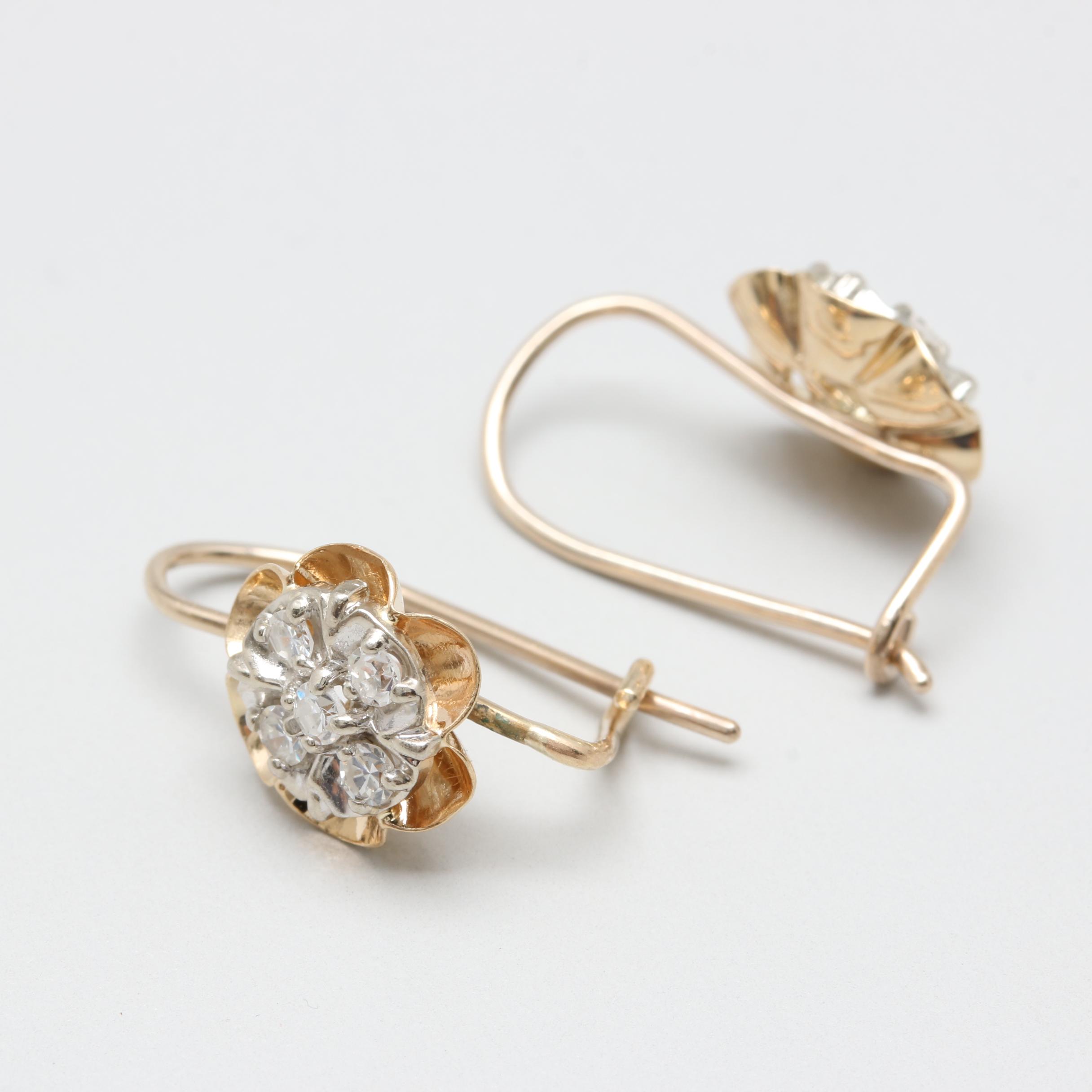 10K Yellow Gold Diamond Earrings