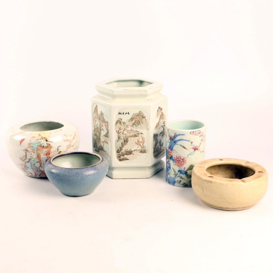 Chinese Ceramic Vases and Ash Receiver