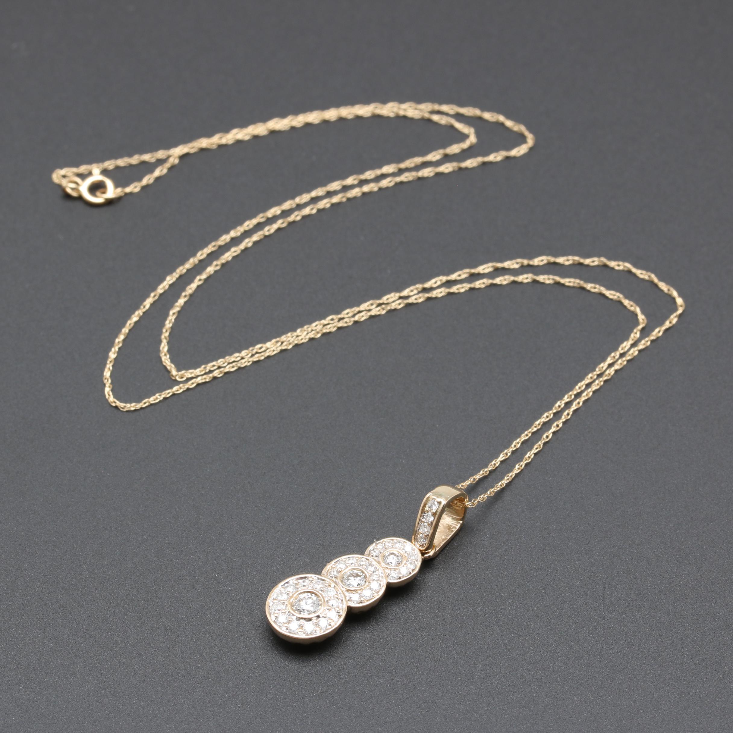 14K Yellow Gold Diamond Necklace