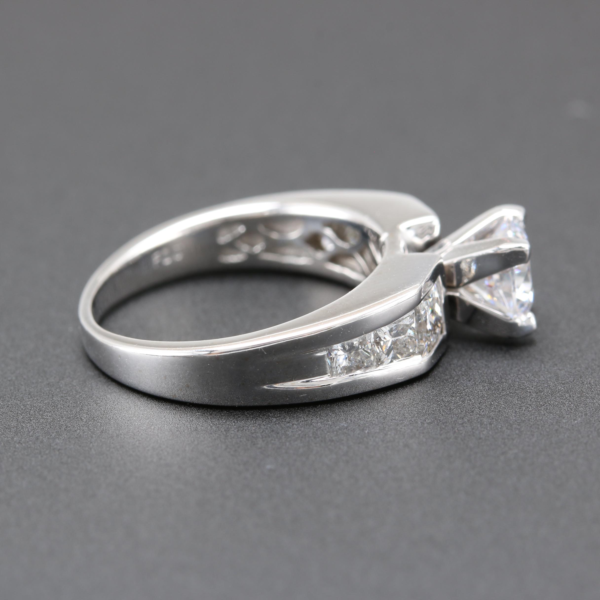 14K White Gold Diamond Semi-Mount With Cubic Zirconia Center Ring
