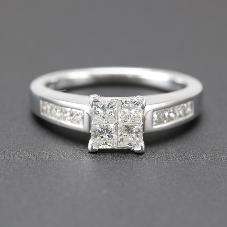 14K White Gold Diamond Ring