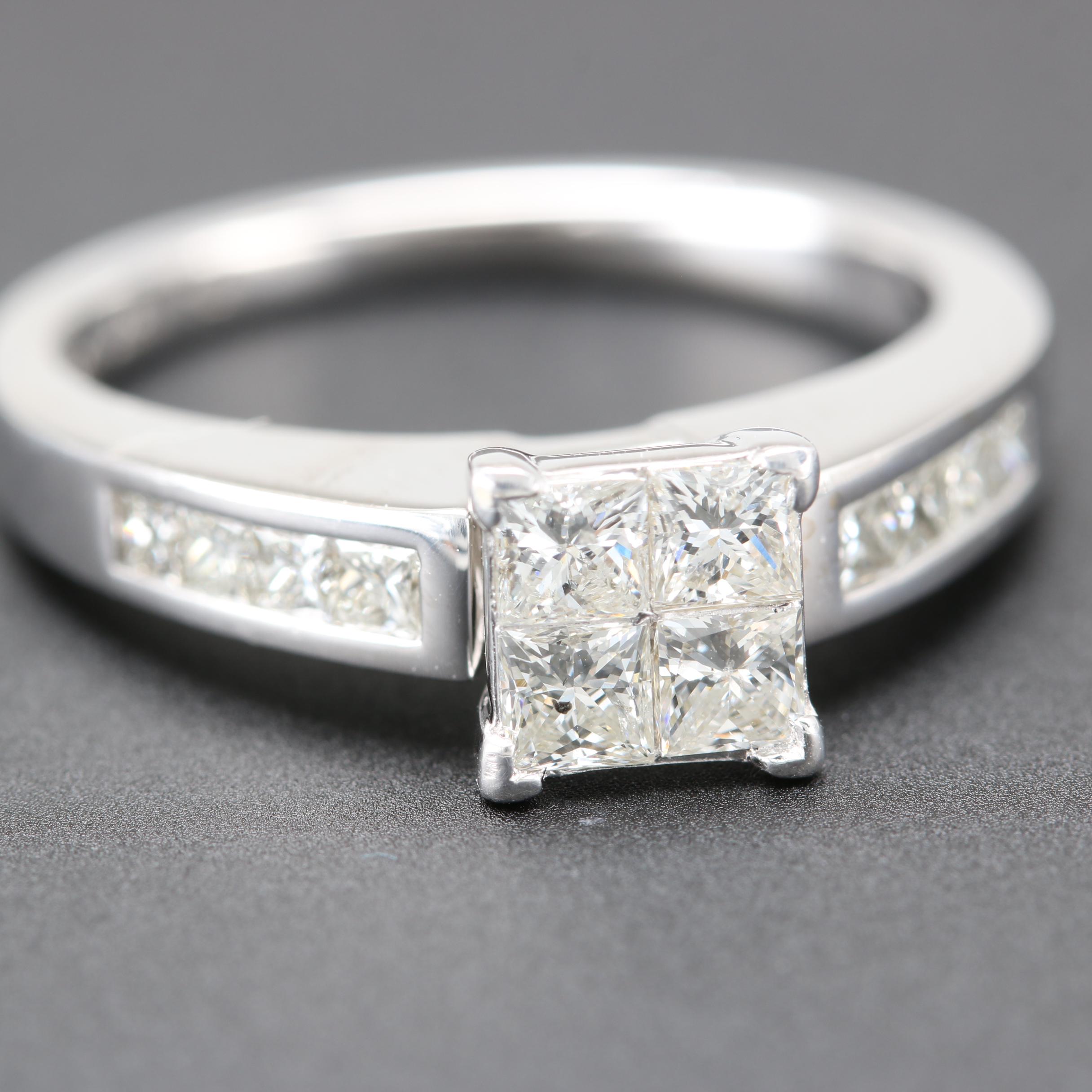 14K White Gold Diamond Ring