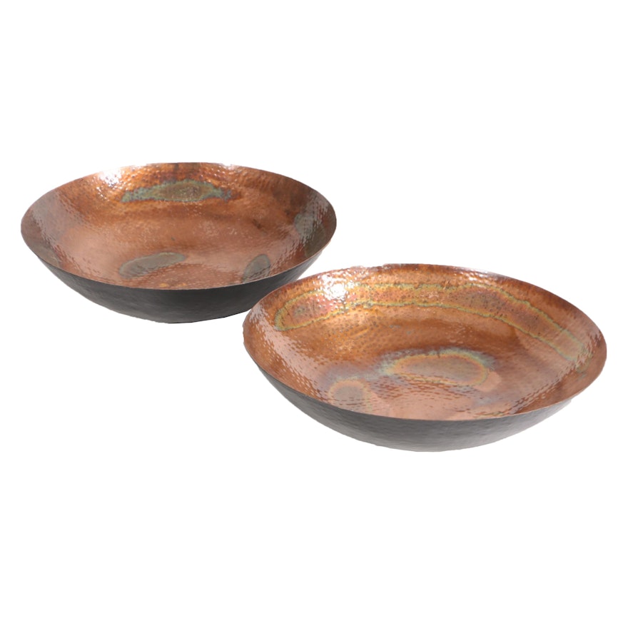 Hammered Copper Plated Centerpiece Bowls