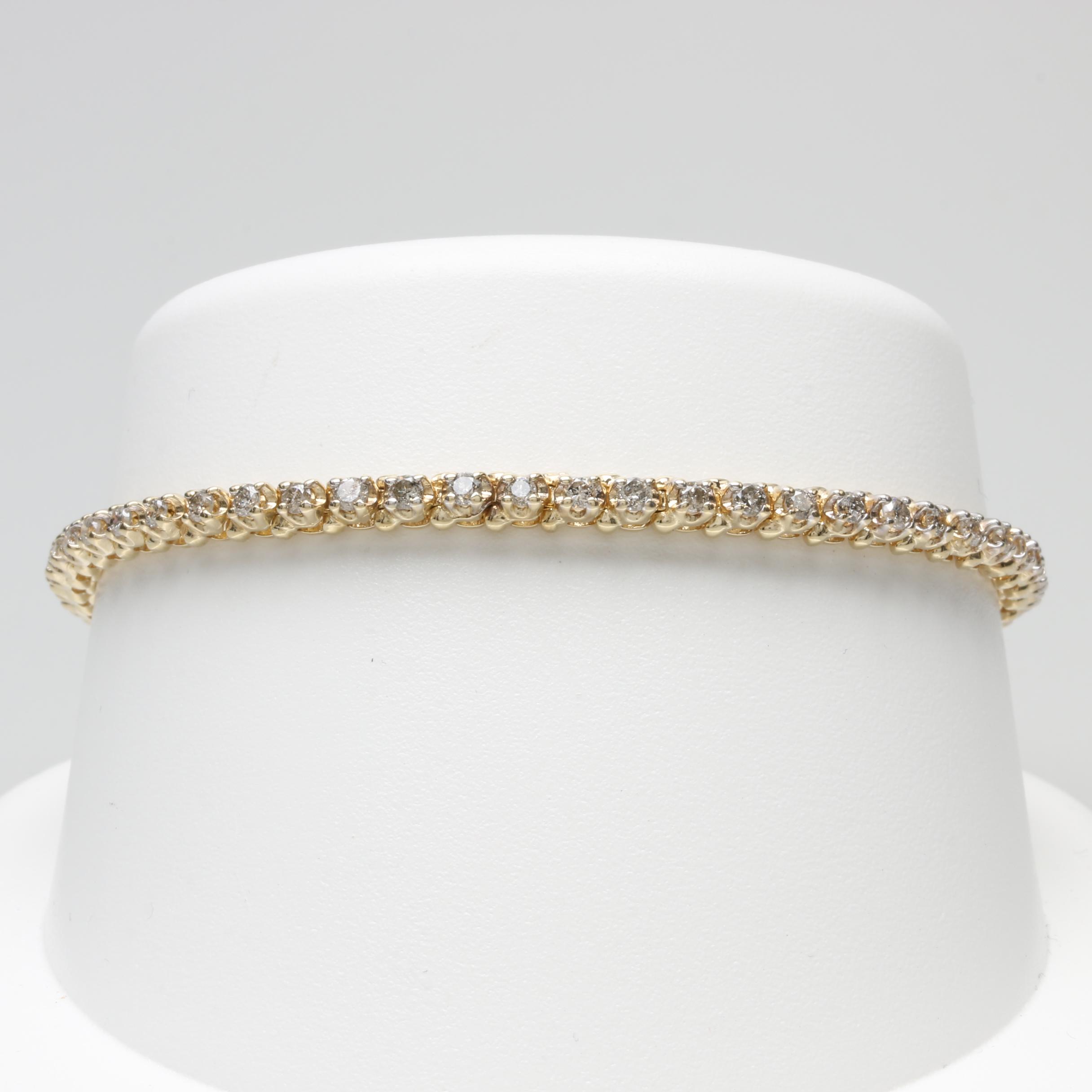 10K Yellow Gold 1.89 CTW Diamond Tennis Bracelet