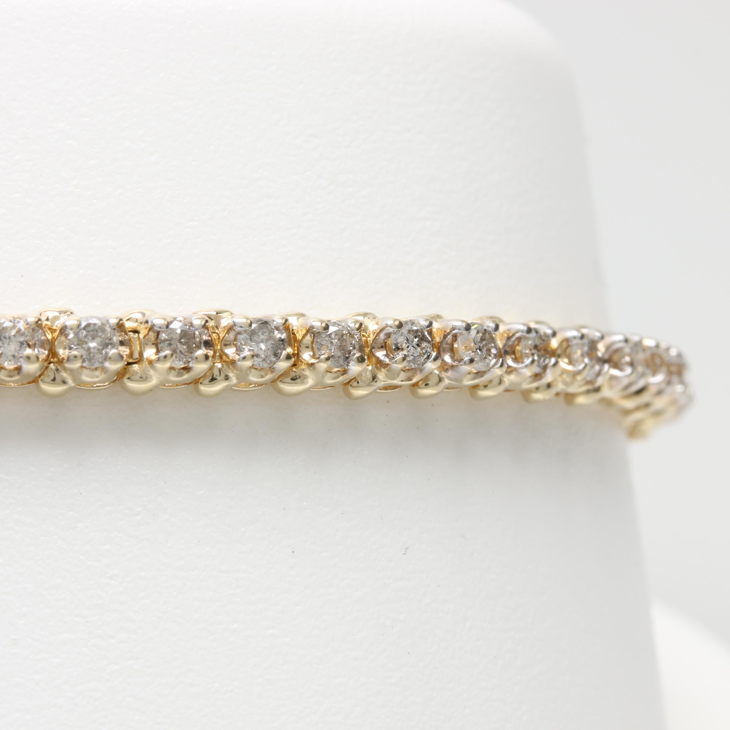 10K Yellow Gold 1.89 CTW Diamond Tennis Bracelet
