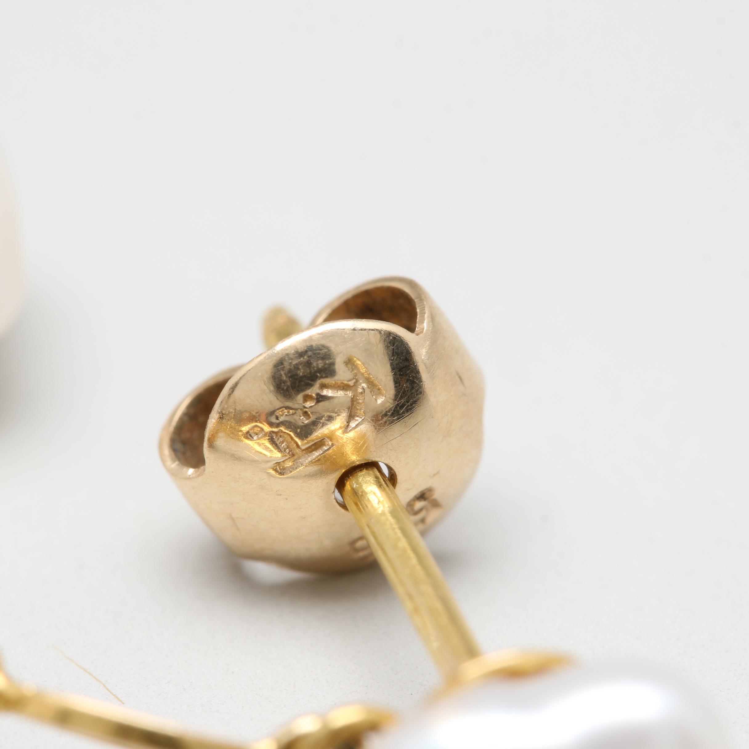14K Yellow Gold Keshi Pearl Earrings