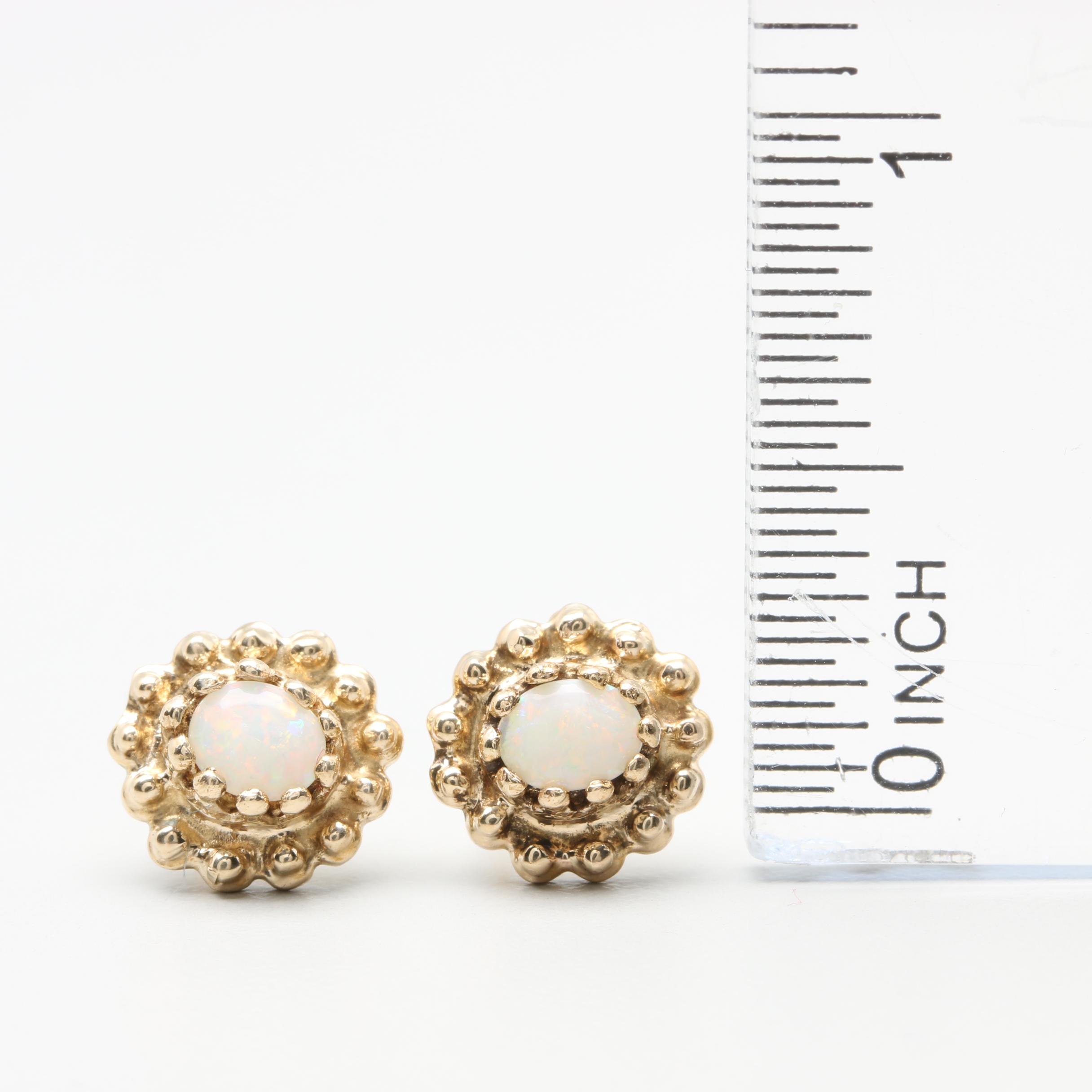 14K Yellow Gold Opal Earrings