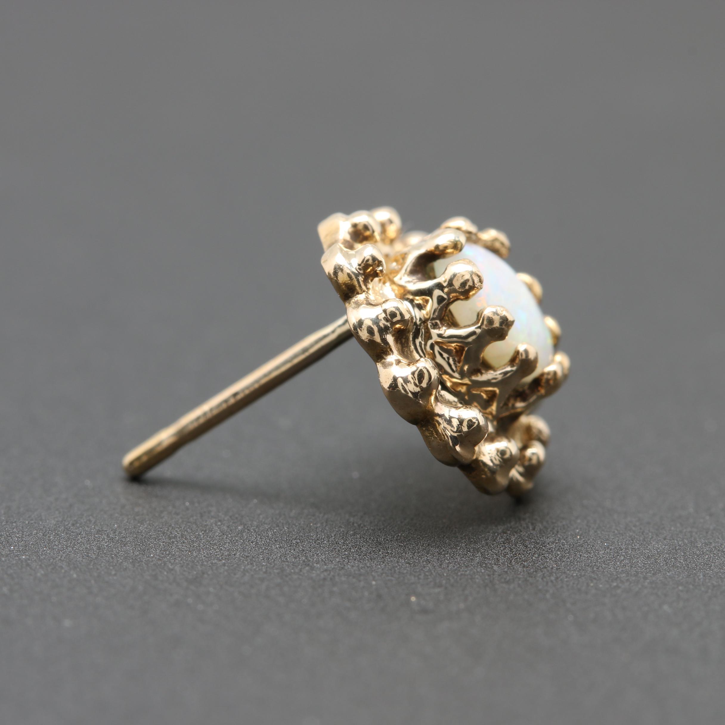 14K Yellow Gold Opal Earrings