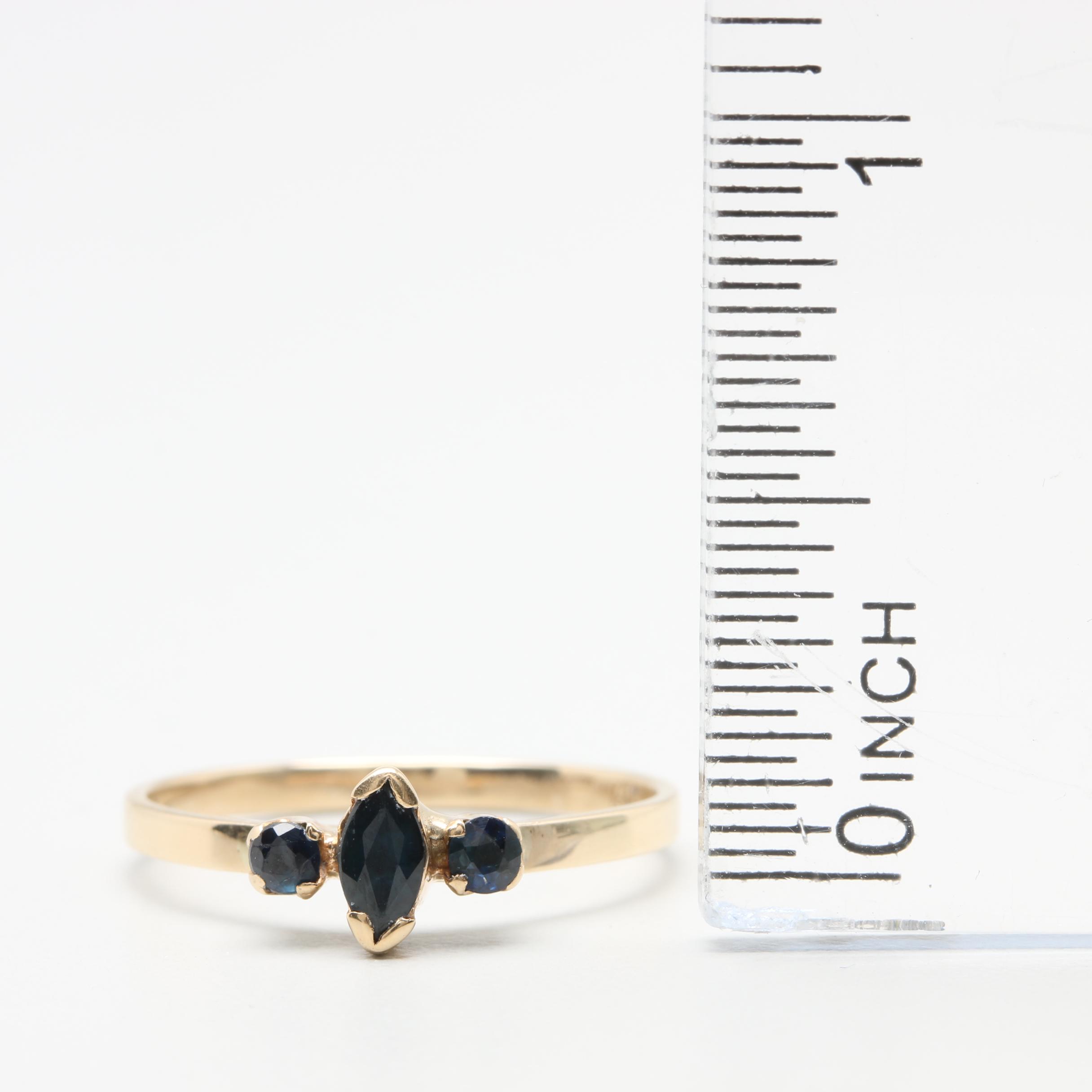 14K Yellow Gold Blue Sapphire Ring