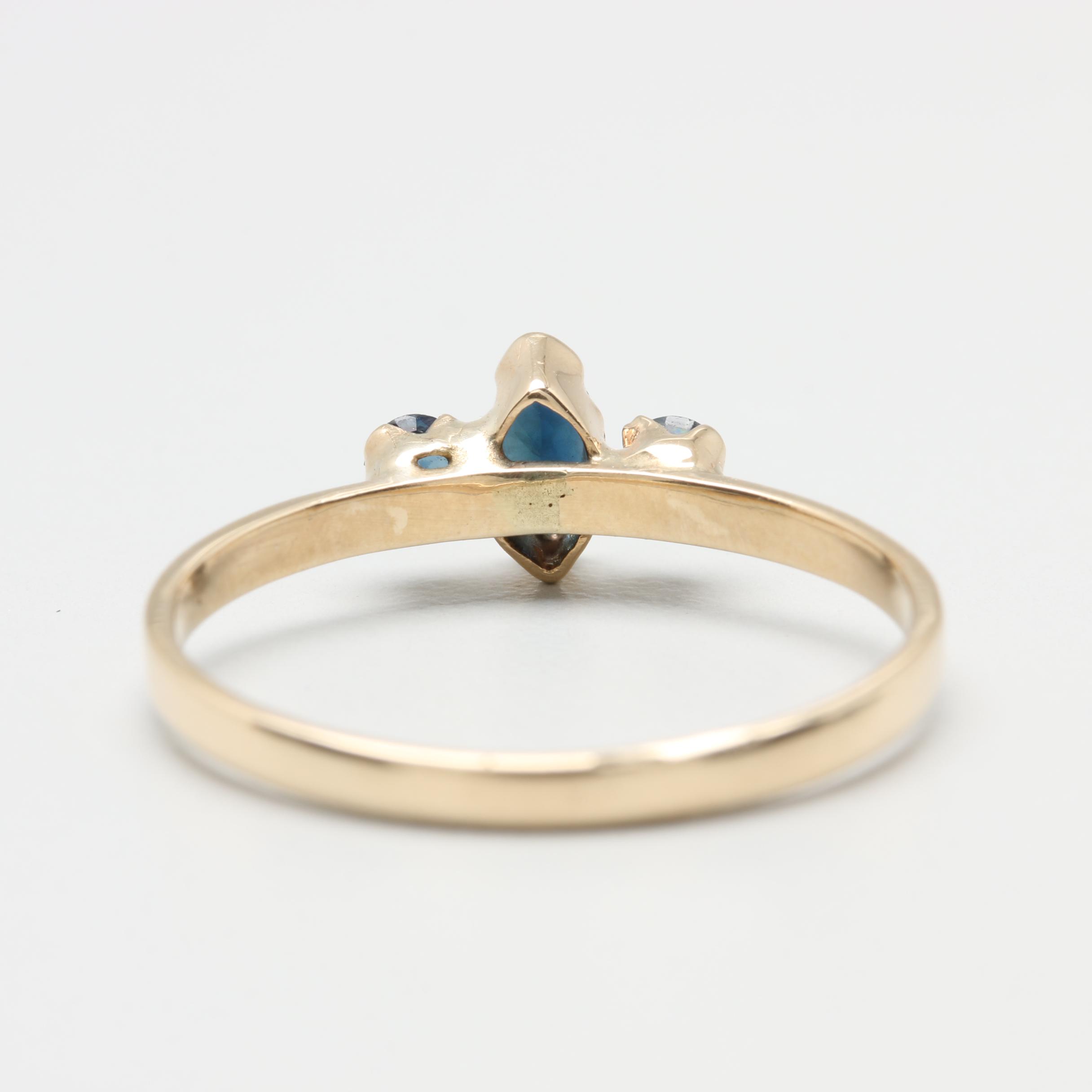14K Yellow Gold Blue Sapphire Ring