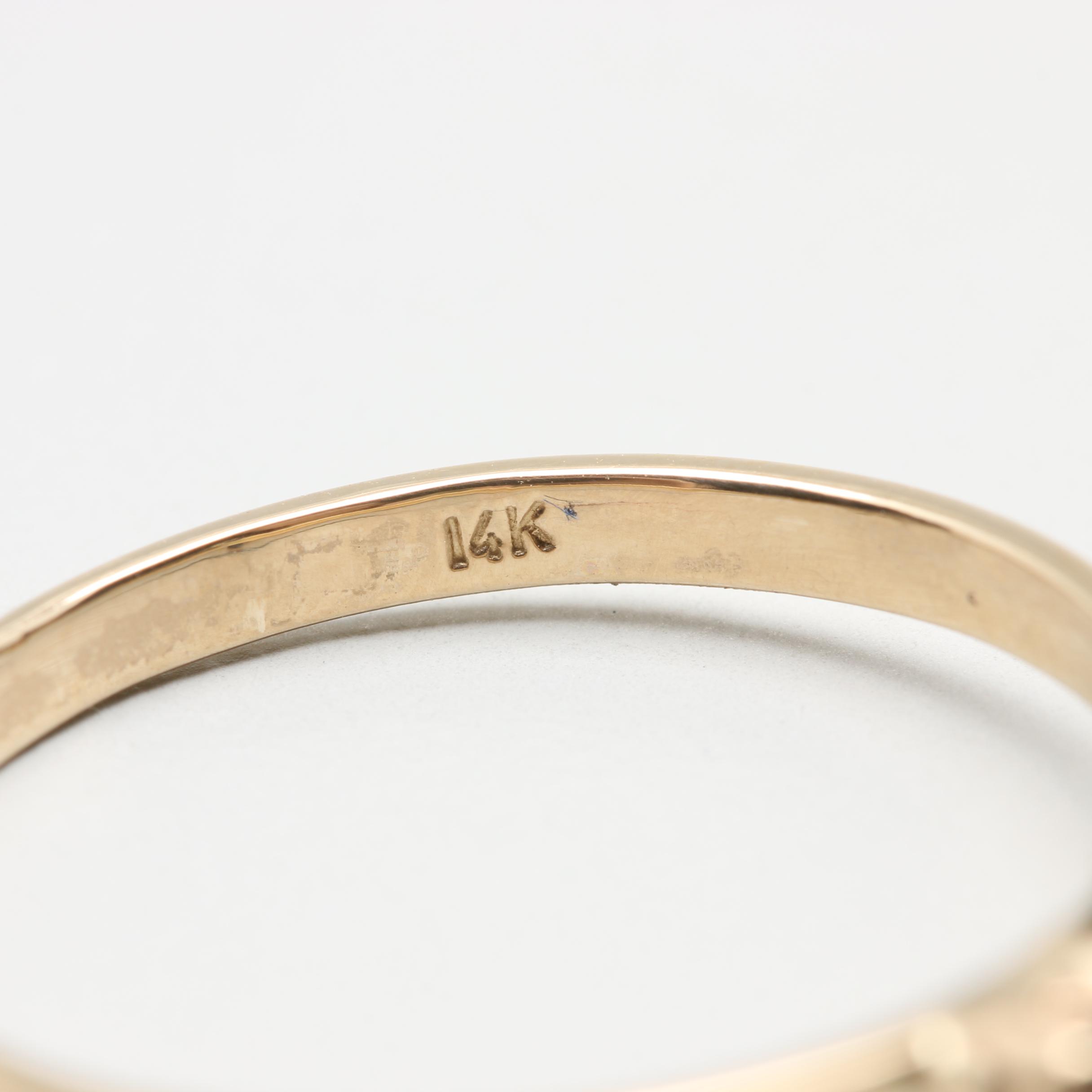 14K Yellow Gold Blue Sapphire Ring