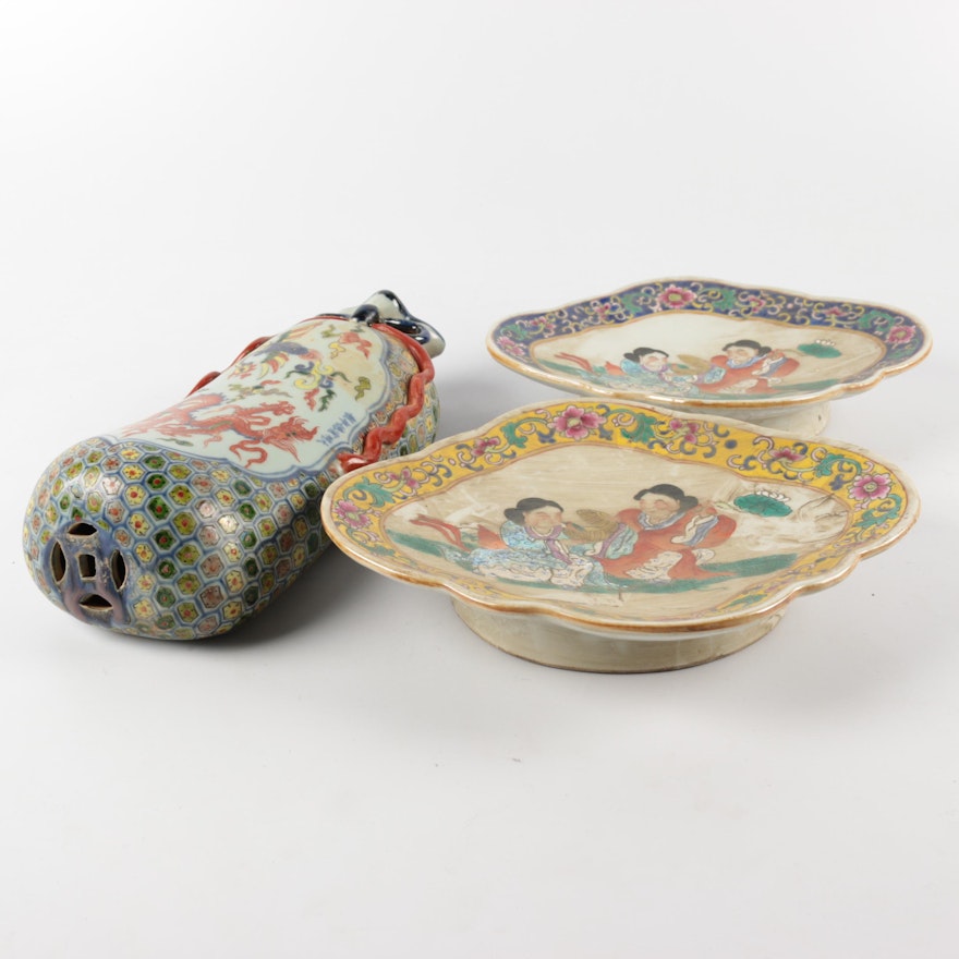 Chinese Decorative Porcelain Plates and Bottle