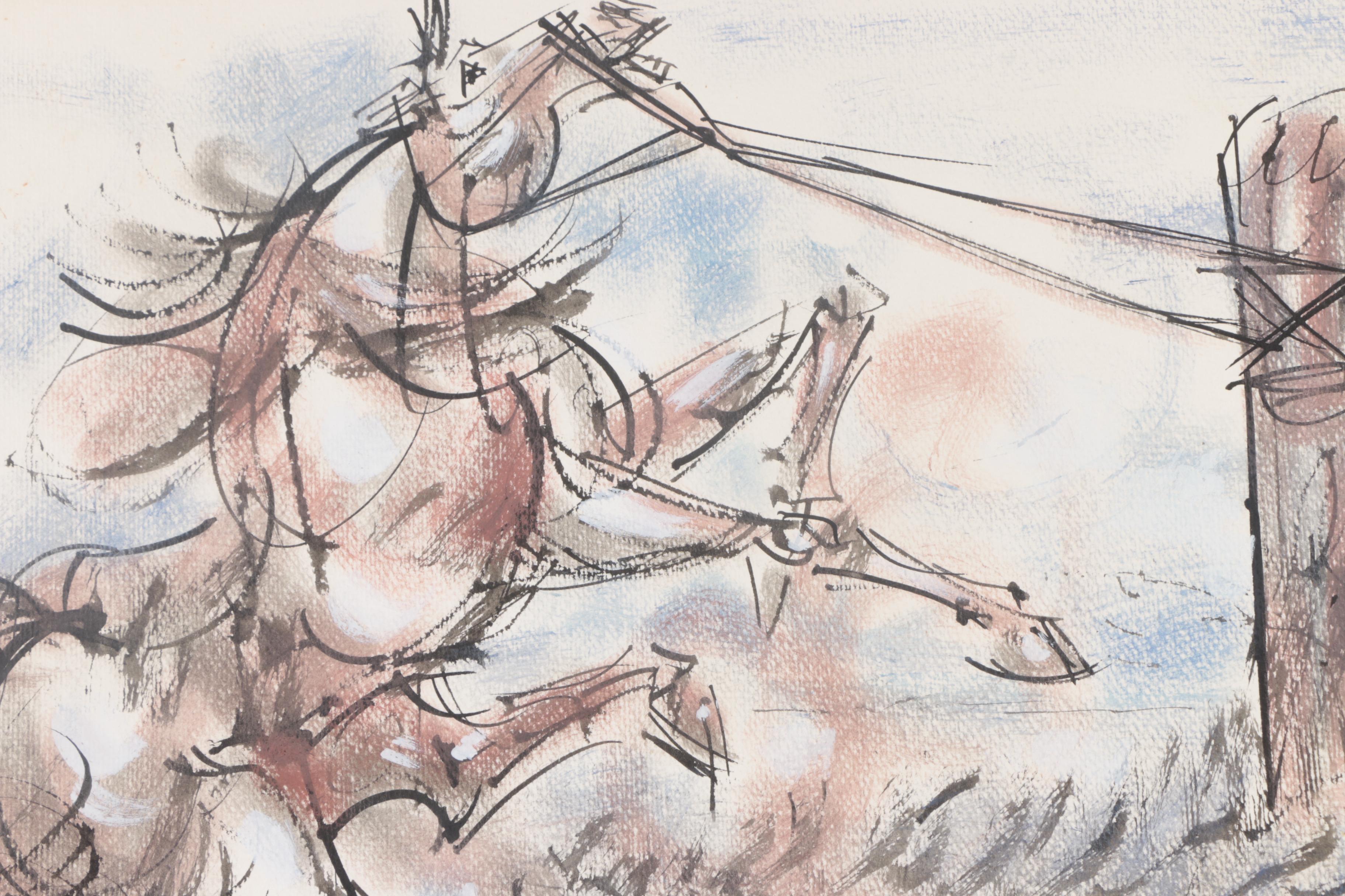 Sanchez Castellanos 1970 Ink and Watercolor Paintings