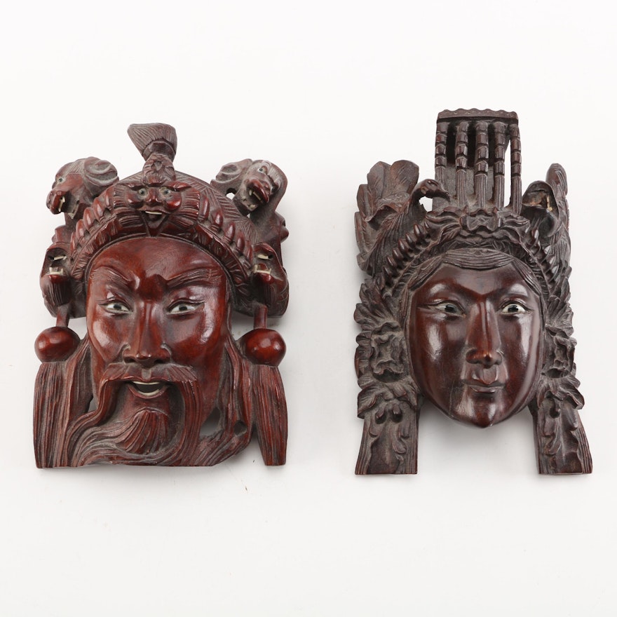 Chinese Emperor and Empress Wall Masks