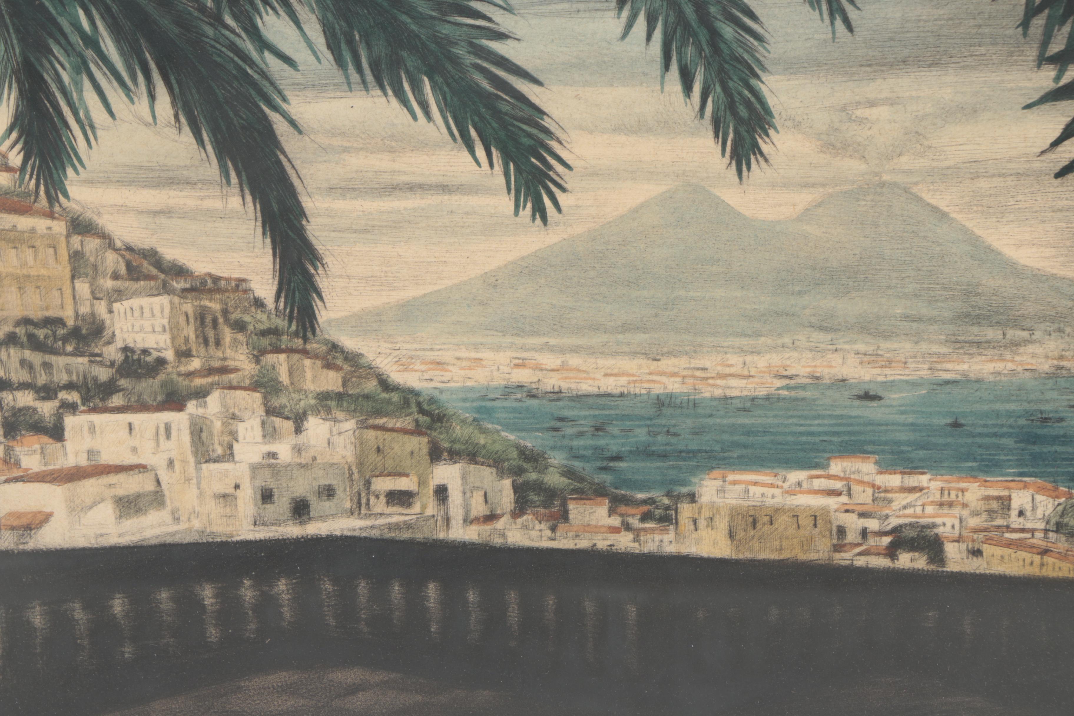 Two Bela Sziklay Hand Colored Etchings