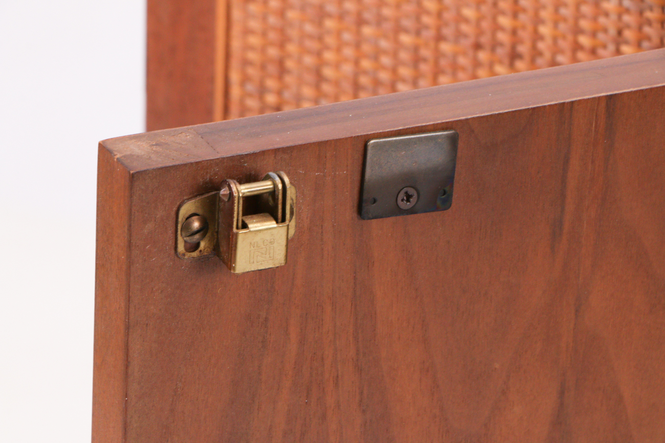 Walnut Cabinet with Woven Cane Door Panels