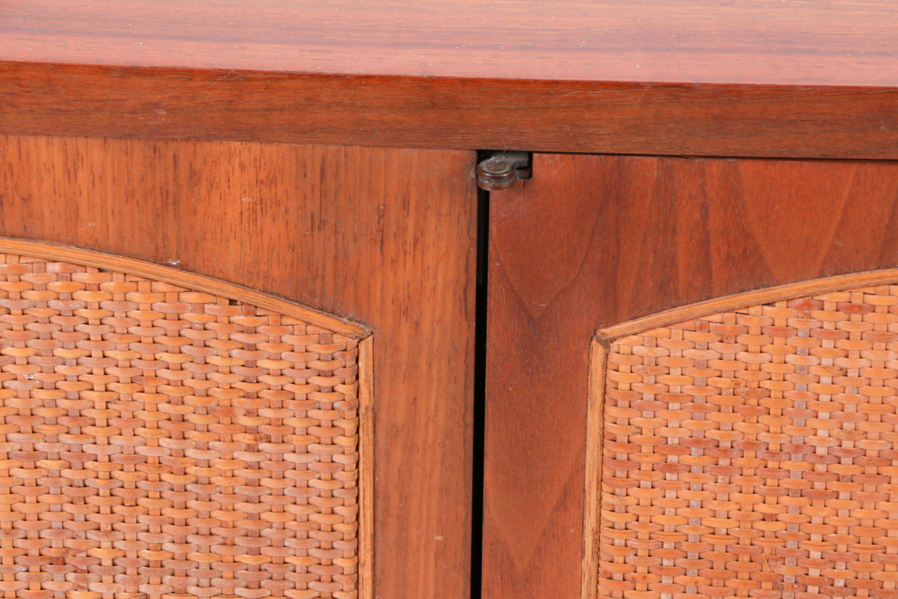 Walnut Cabinet with Woven Cane Door Panels