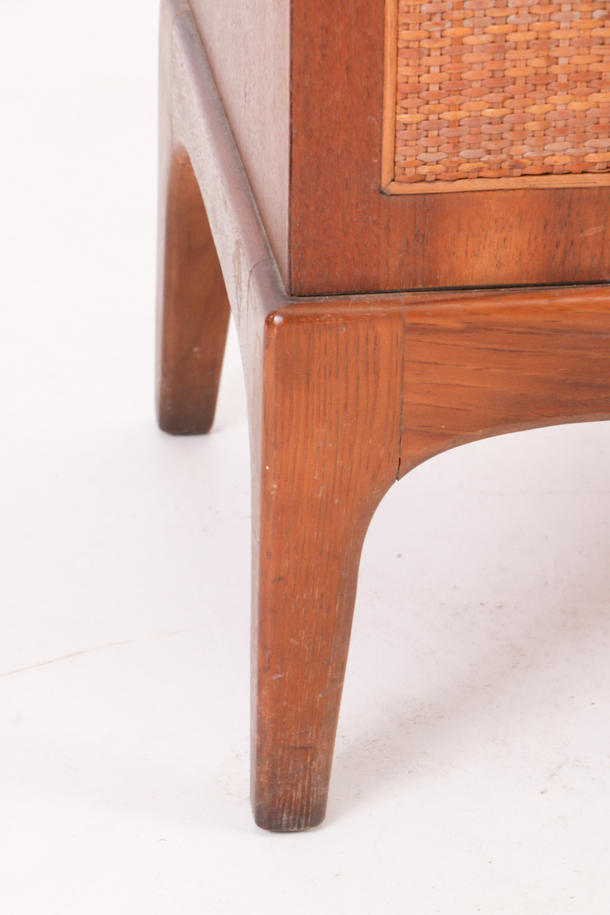 Walnut Cabinet with Woven Cane Door Panels
