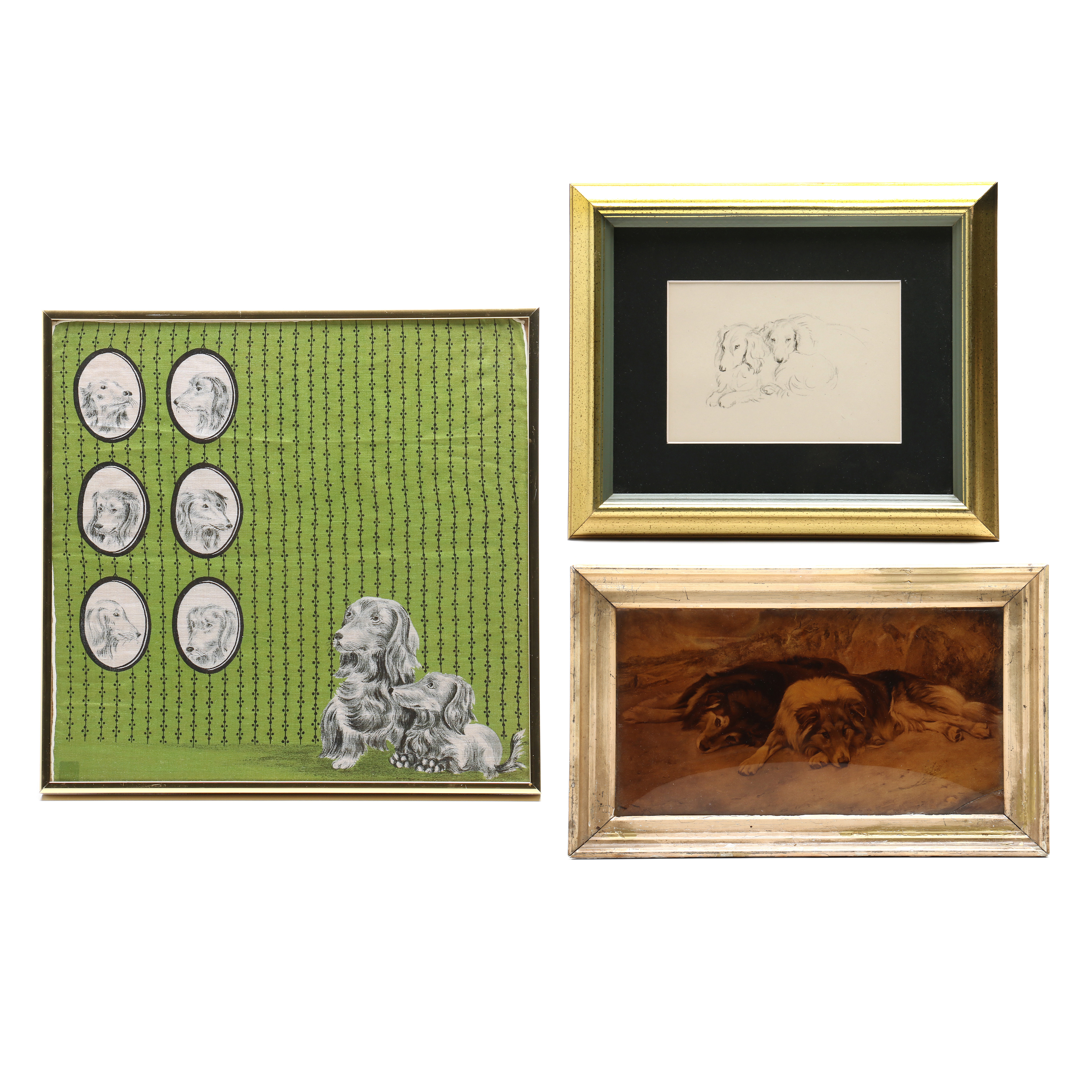 Three Vintage Dog-Themed Artworks