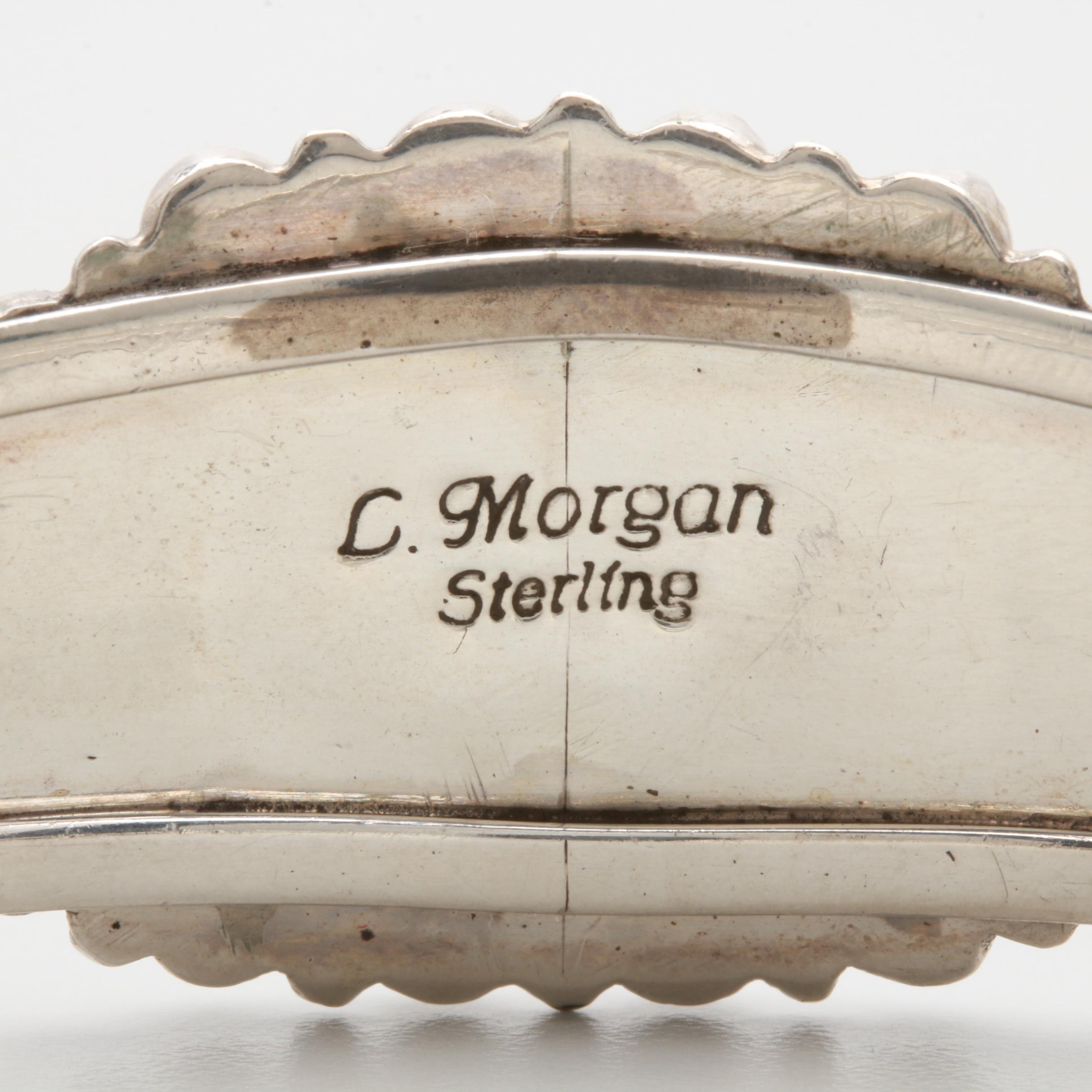 L. Morgan Navajo Diné Sterling Silver Turquoise Cuff Bangle