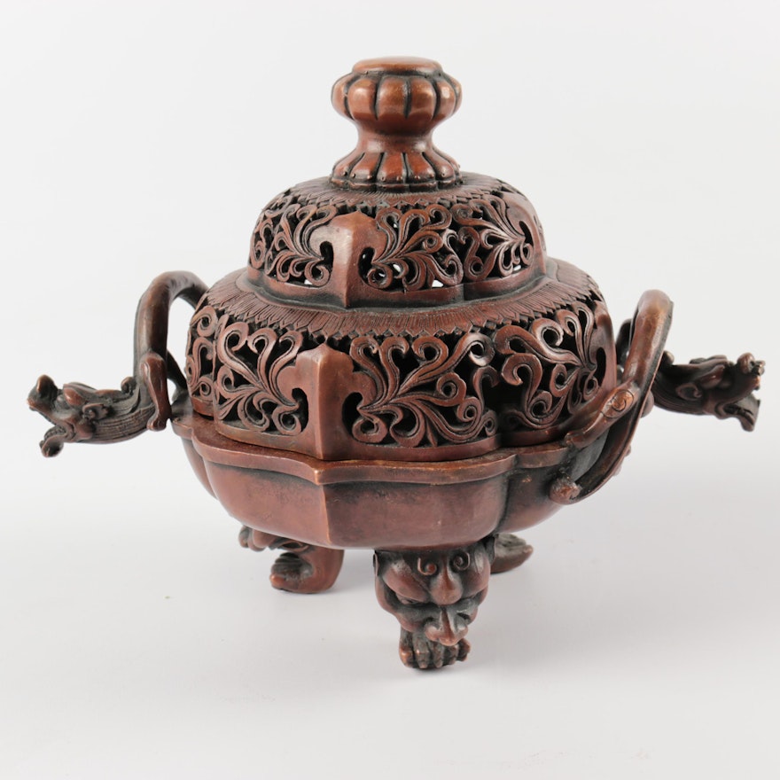 Chinese Decorative Bronze Tone Metal Censer