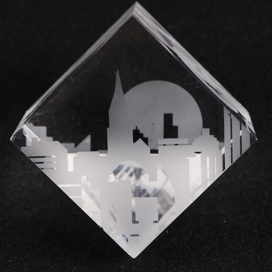 Steuben Glass New York City Skyline Paperweight