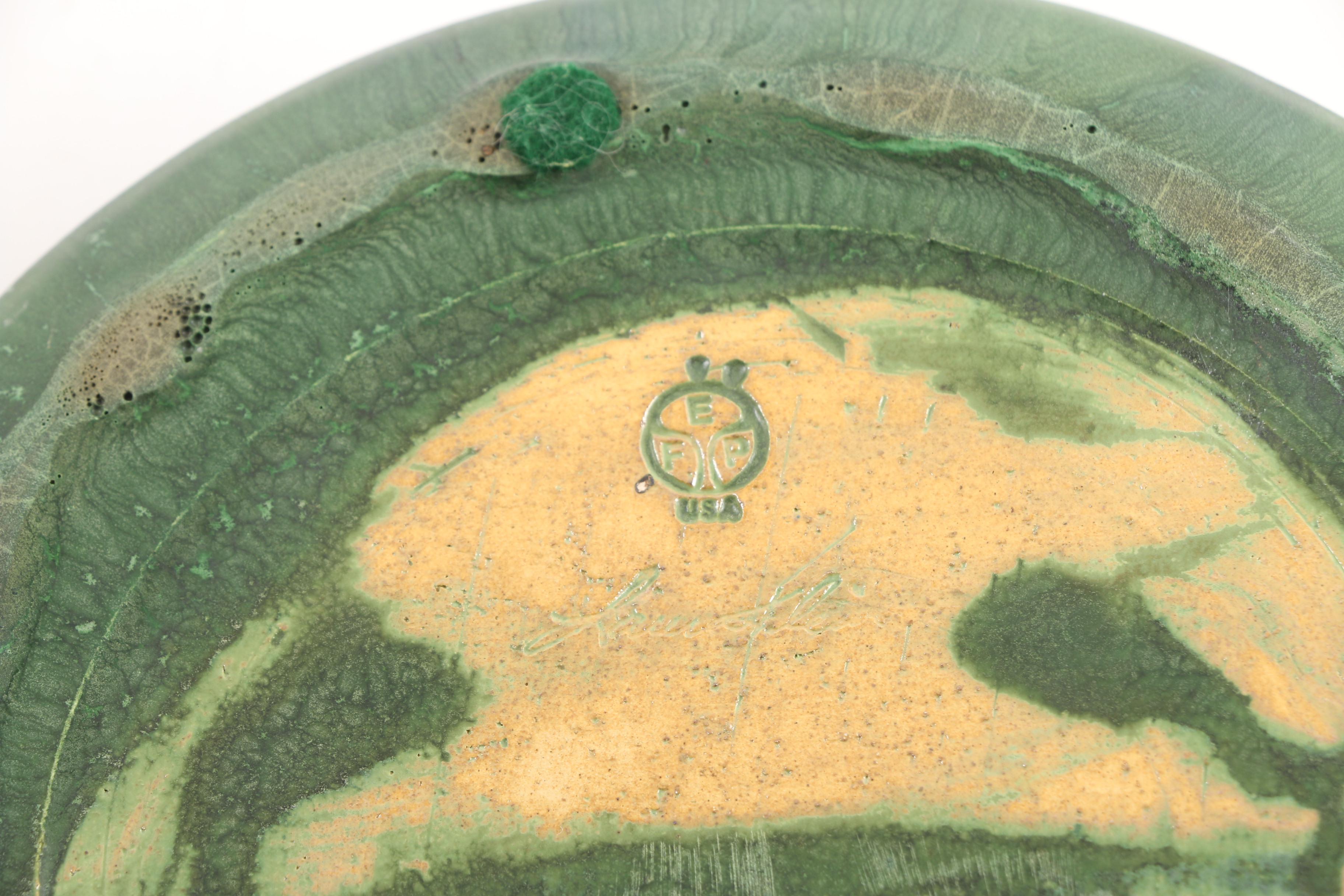 Signed Laura Klein Ephraim Pottery Lily Pad Vase