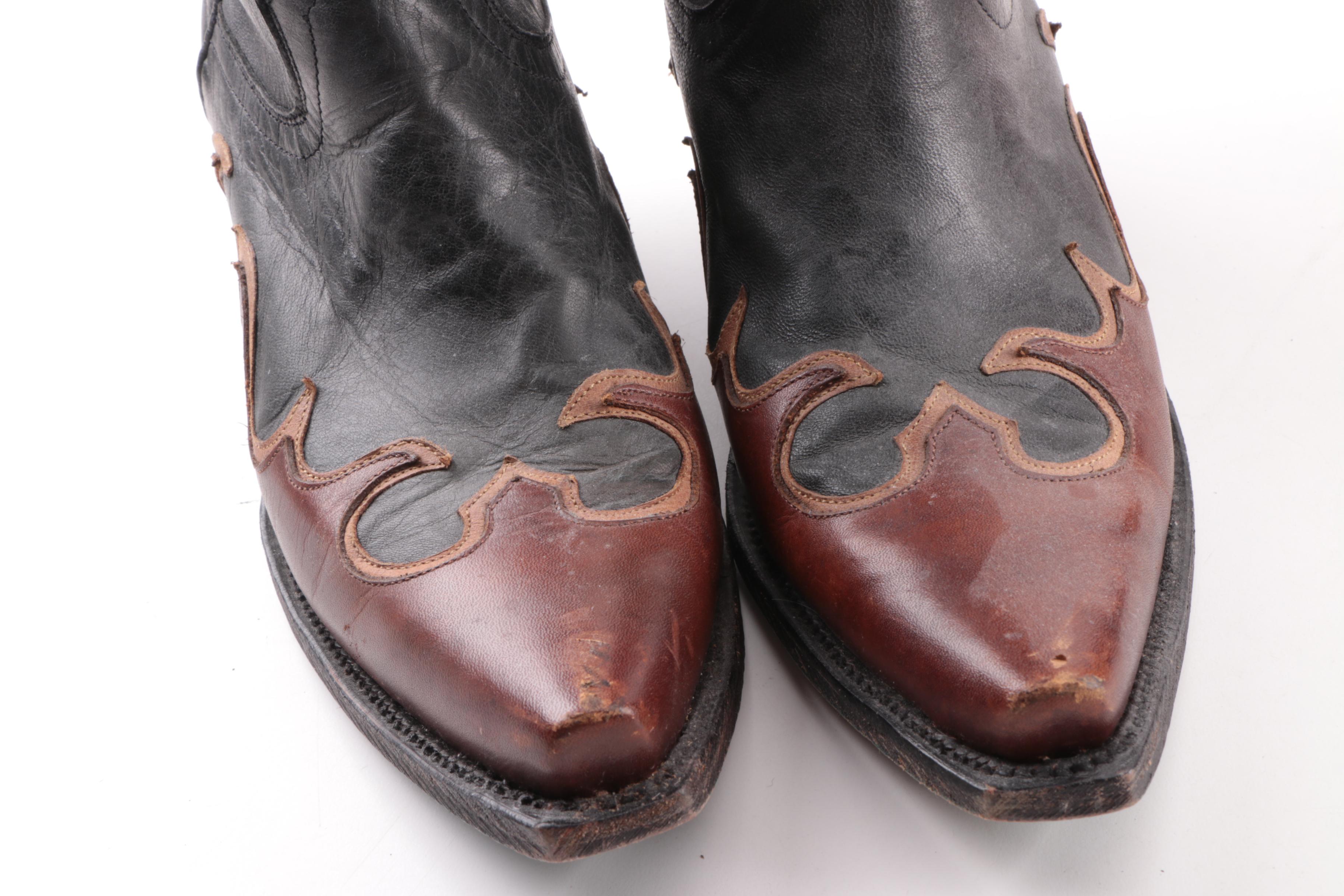 Women's Lane Black and Red Leather Cowboy Boots