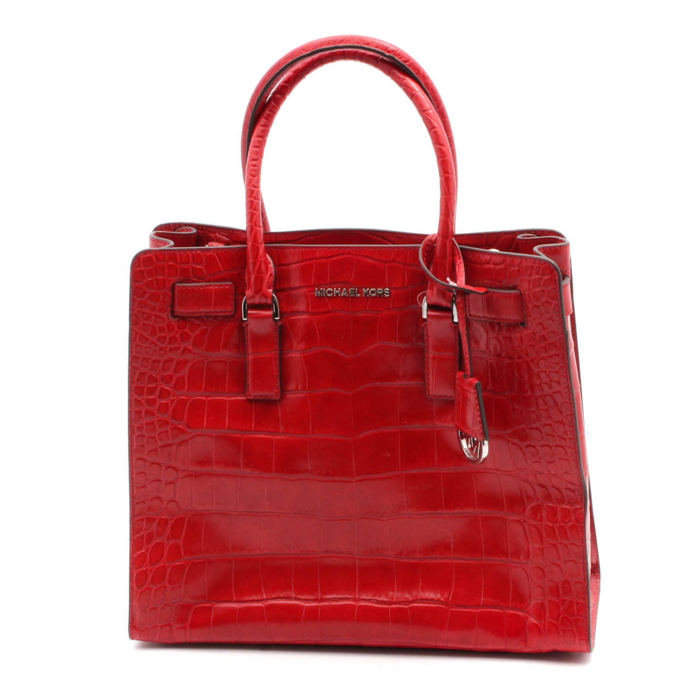 MICHAEL Michael Kors Mercer Embossed Pebbled Red Leather Tote