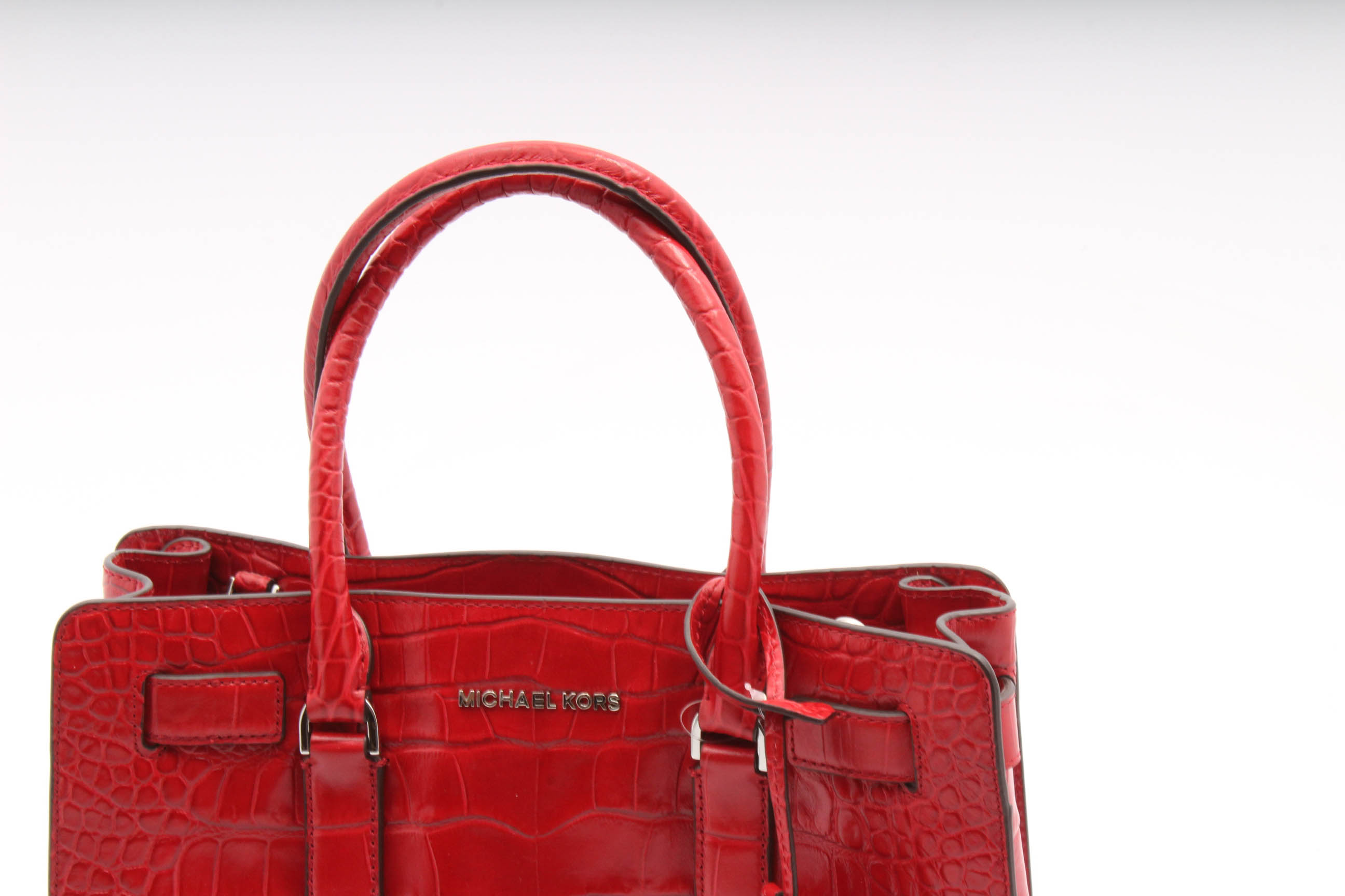 MICHAEL Michael Kors Mercer Embossed Pebbled Red Leather Tote