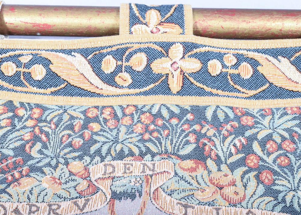 Armorial Wall Tapestry with Hanging Rod