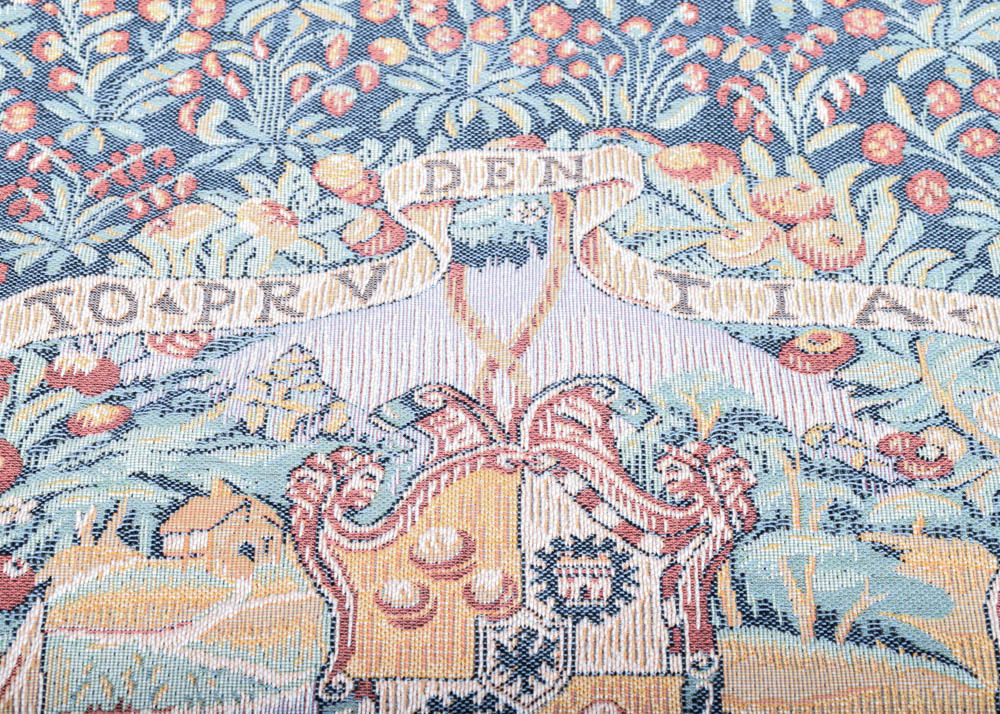 Armorial Wall Tapestry with Hanging Rod