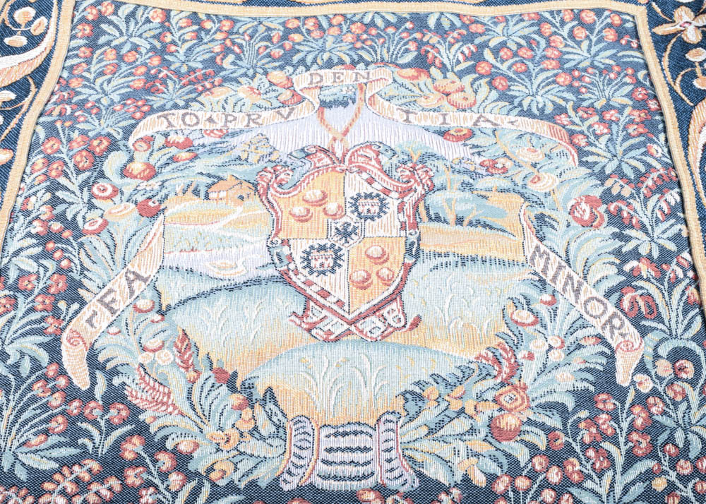 Armorial Wall Tapestry with Hanging Rod
