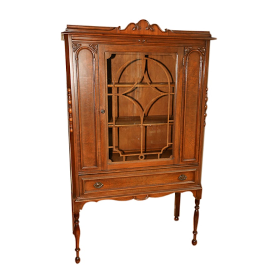 Jacobean Revival Walnut China Cabinet