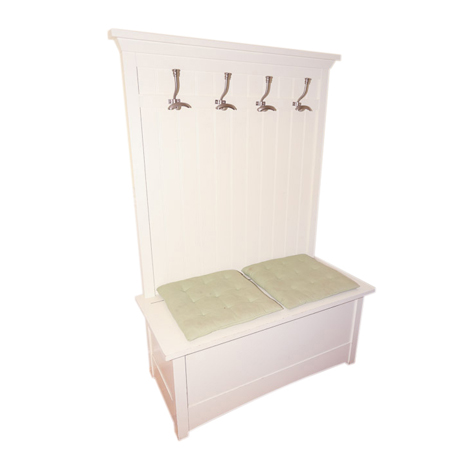 Off-White Beadboard Hall Tree with Hooks