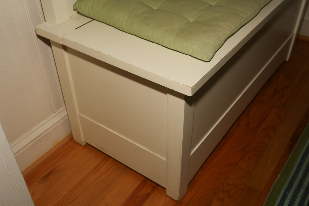 Off-White Beadboard Hall Tree with Hooks