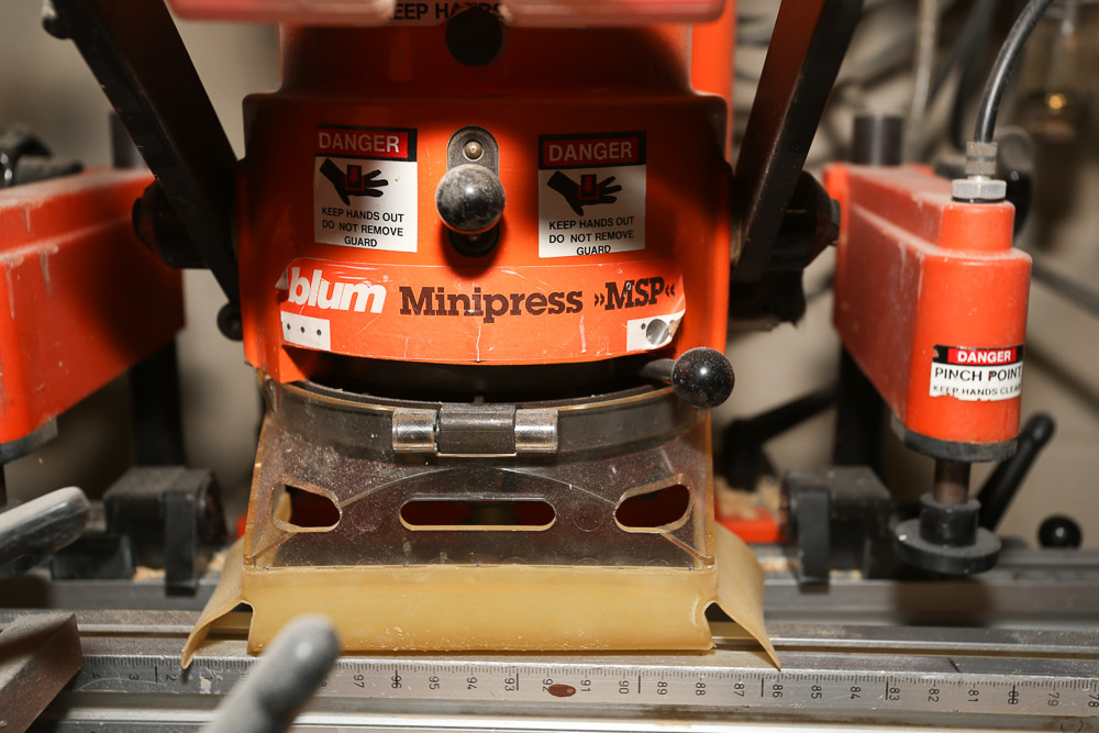 Blum Minipress MSP Hinge-Hole Boring Machine with Juniorpress Attachment