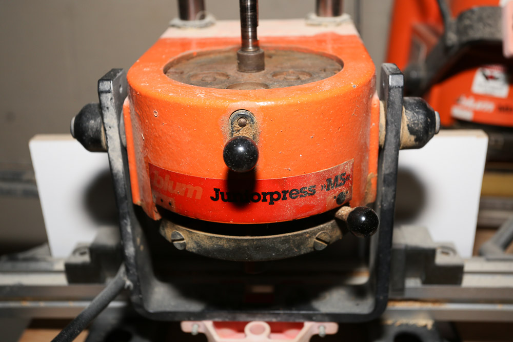 Blum Minipress MSP Hinge-Hole Boring Machine with Juniorpress Attachment