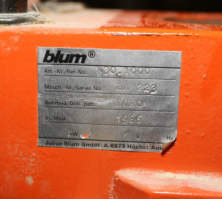 Blum Minipress MSP Hinge-Hole Boring Machine with Juniorpress Attachment