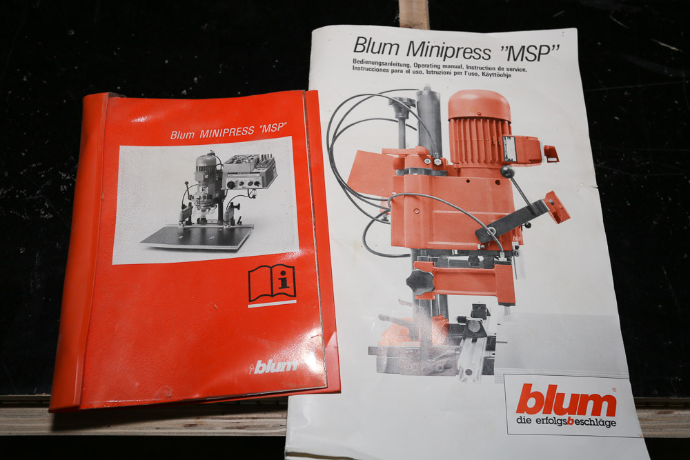 Blum Minipress MSP Hinge-Hole Boring Machine with Juniorpress Attachment