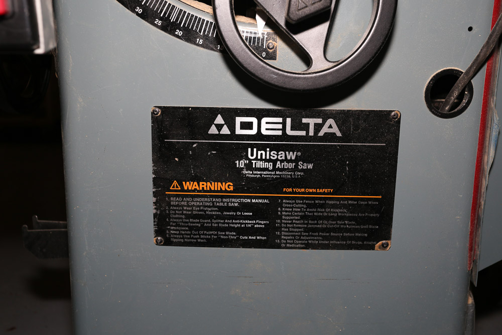 Delta Unisaw 10" Tilting Arbor Table Saw with Saw Blades and Accessories