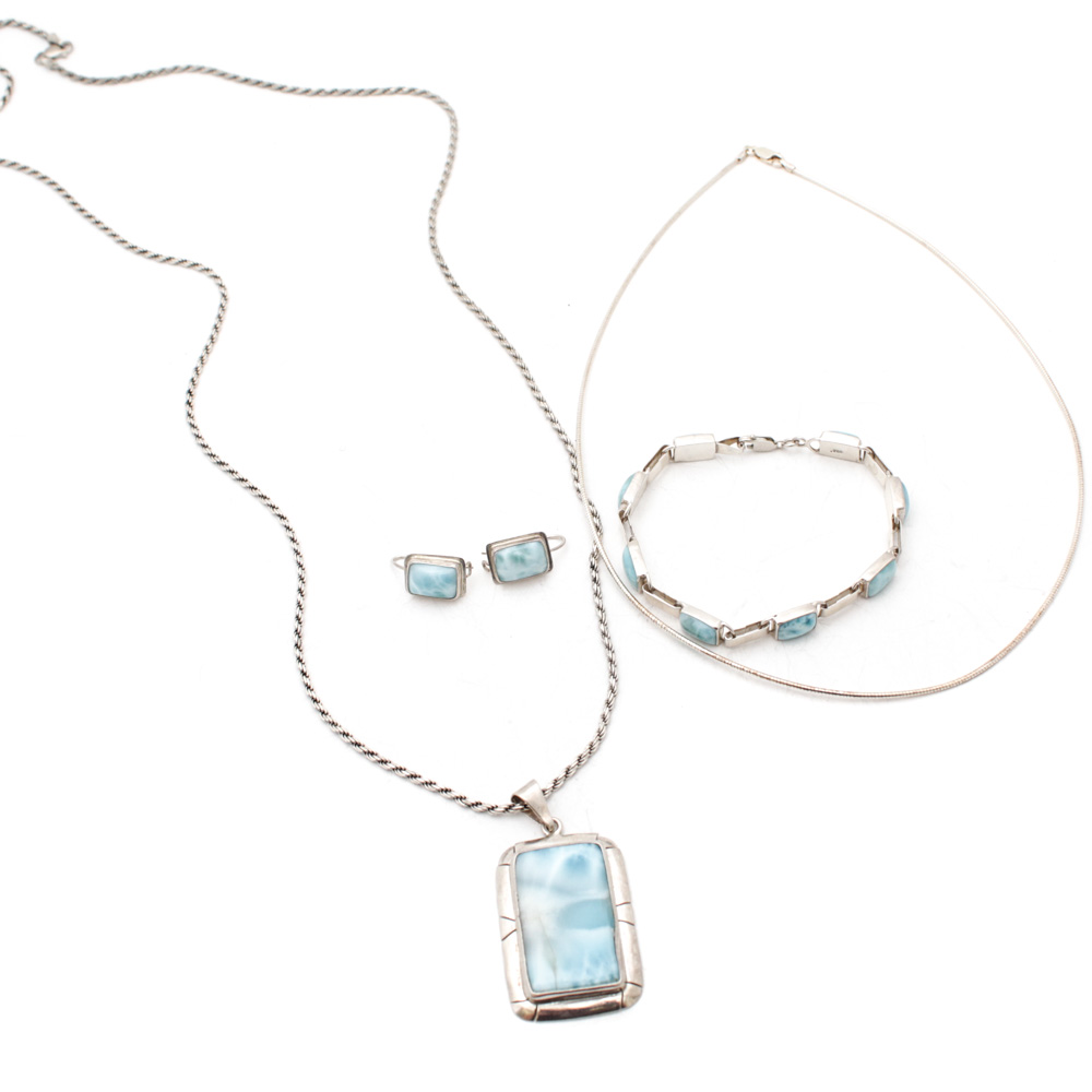 Sterling Silver and Larimar Jewelry