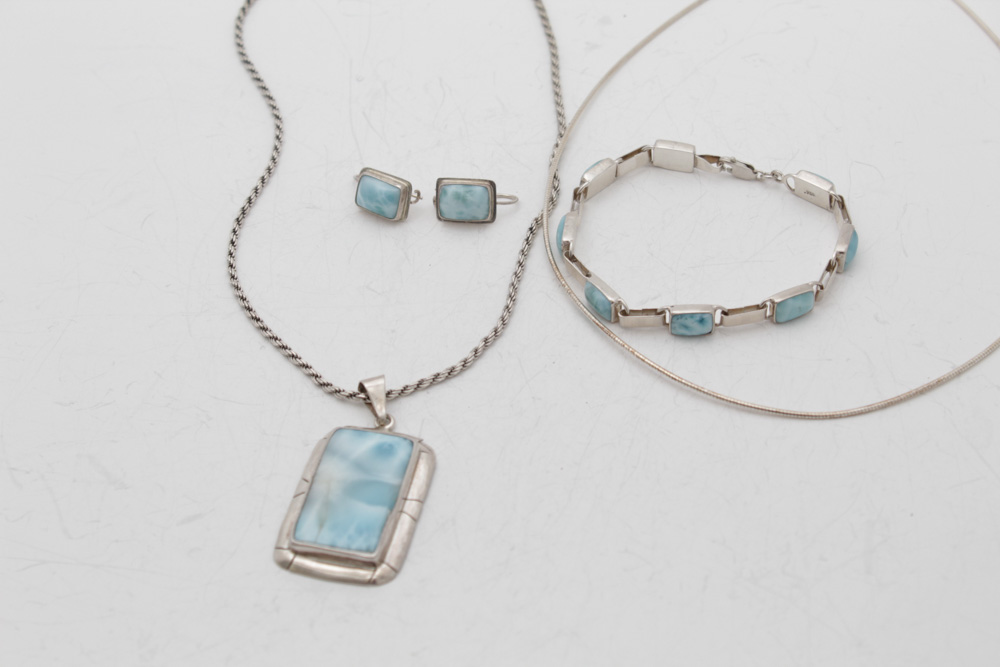 Sterling Silver and Larimar Jewelry