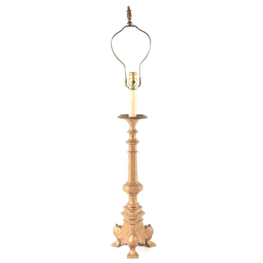 Vintage GIM Metal Castings Brass Finished Candlestick Table Lamp