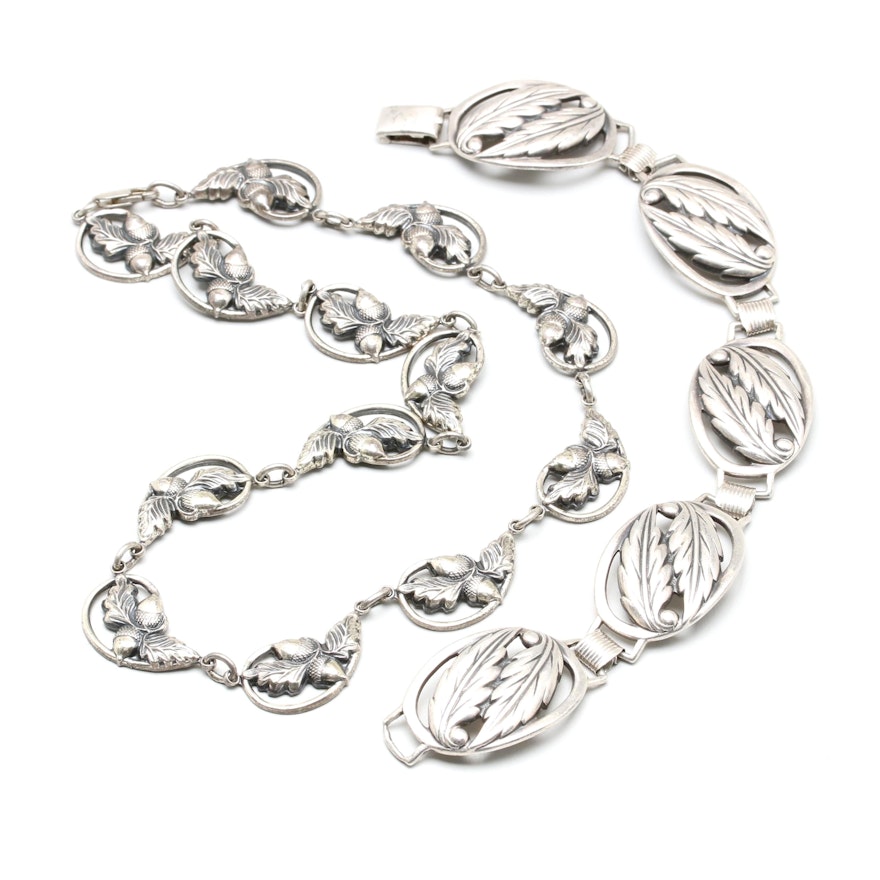 Danecraft Sterling Silver Foliate Bracelet and Necklace