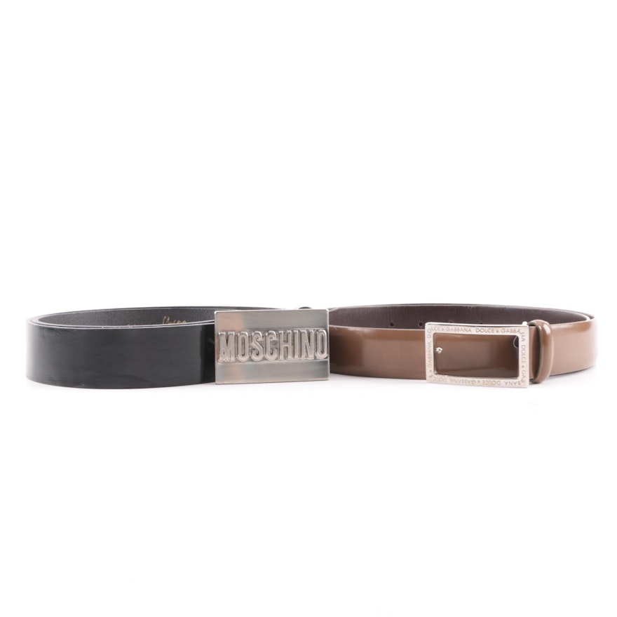 Men's Dolce & Gabbana and Moschino Leather Belts, Made in Italy