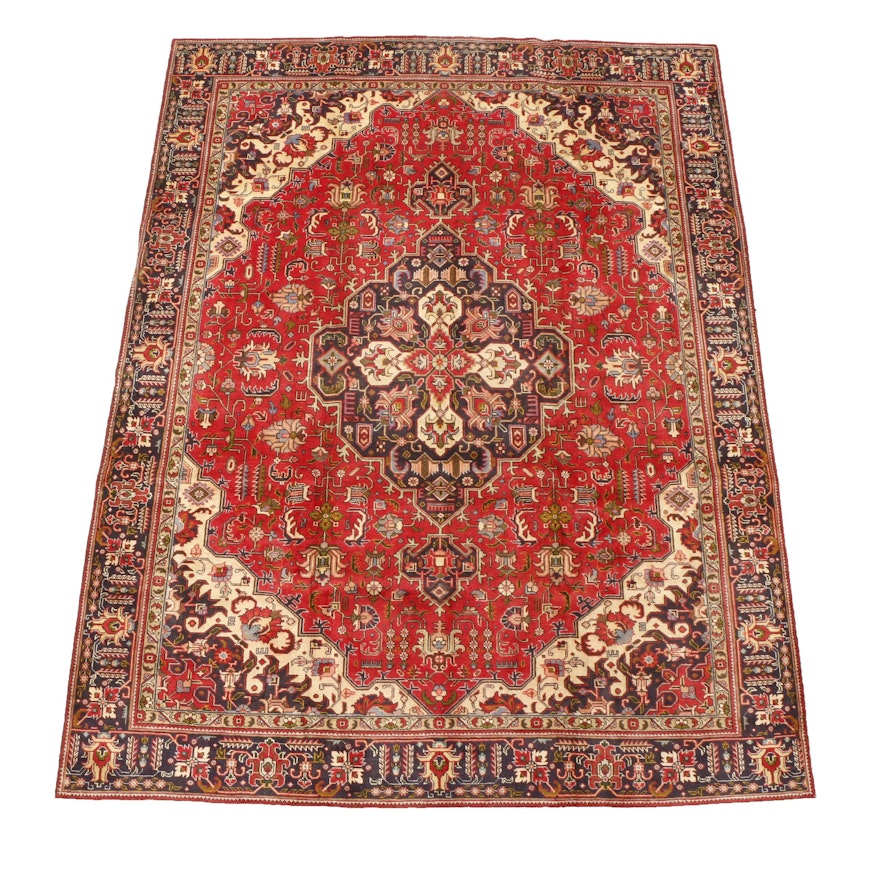 Hand-Knotted Persian Heriz Room Size Rug