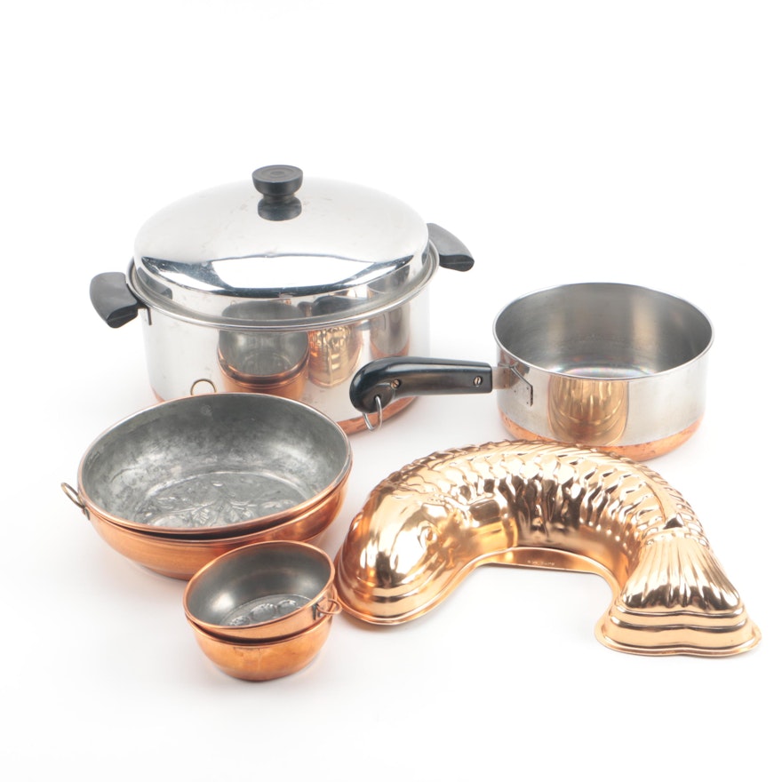 Revereware Steel and Copper Pans and Copper Molds